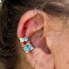 Swiss Blue Topaz Ear Cuff • Hammered Sterling Silver • No Piercing • 4mm or 7mm