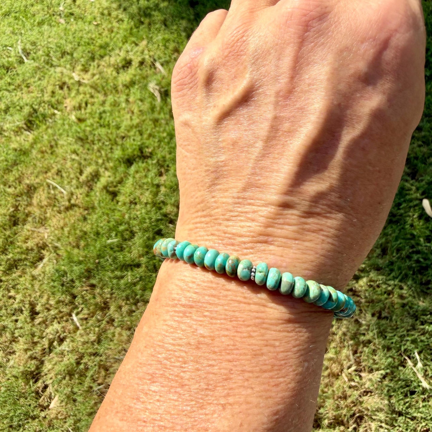 Kingman Green Turquoise Bracelet • Sterling Silver Southwest Style