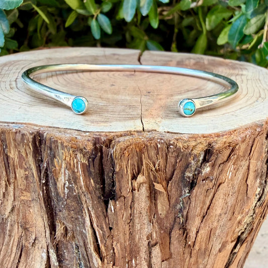 Dainty Kingman Turquoise Cuff • Sterling Silver • Minimal Southwest Bracelet