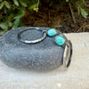 Sterling Silver Turquoise Hoop Earrings • 10x8mm Pear Number 8 Cabochon