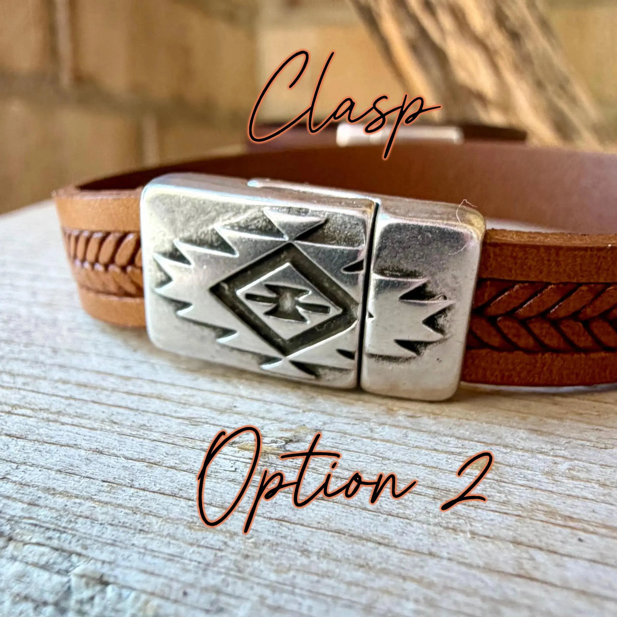 10mm Braided Leather Bracelet • Herringbone Design • Southwest Magnetic Closure