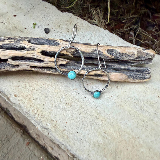 Number 8 Turquoise Dangle Earrings • Sterling Silver Southwestern Jewelry