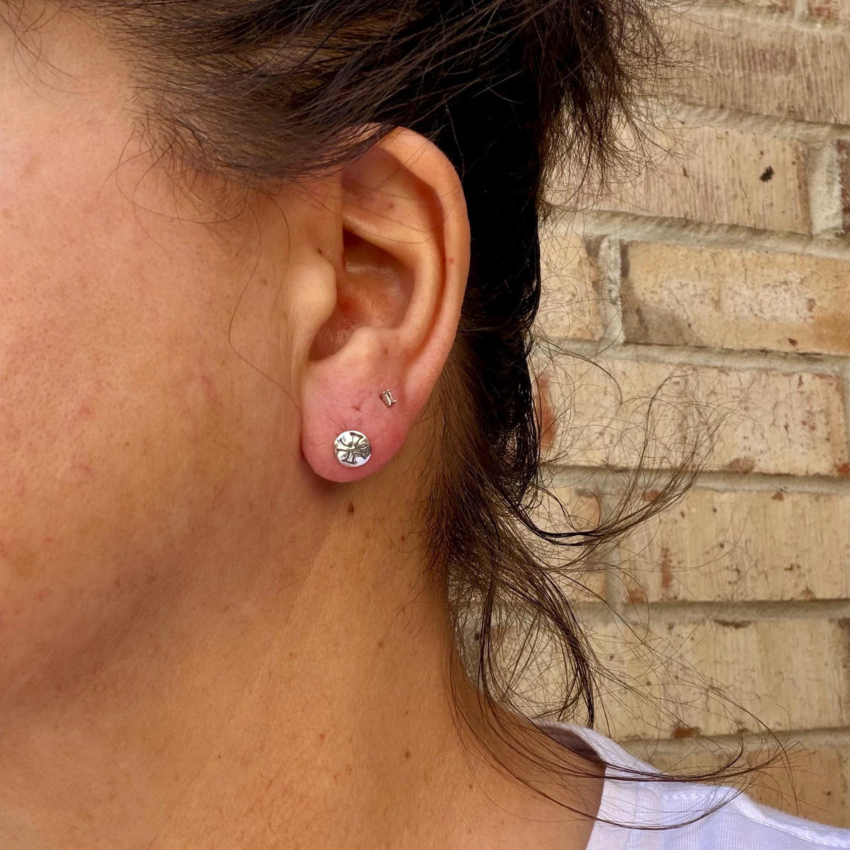 Sterling Silver Medieval Iron Cross Flat Back Stud | Labret Earring for Lobe & Cartilage