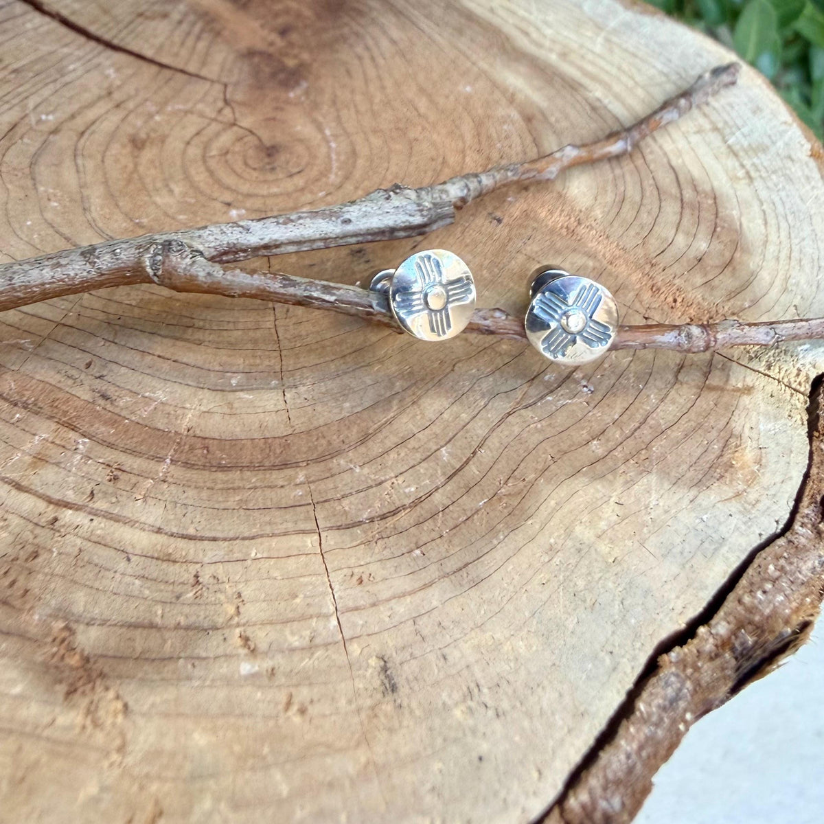 Southwestern Zia Sun Labret Stud | Sterling Silver Flat Back Earring | Single or Pair