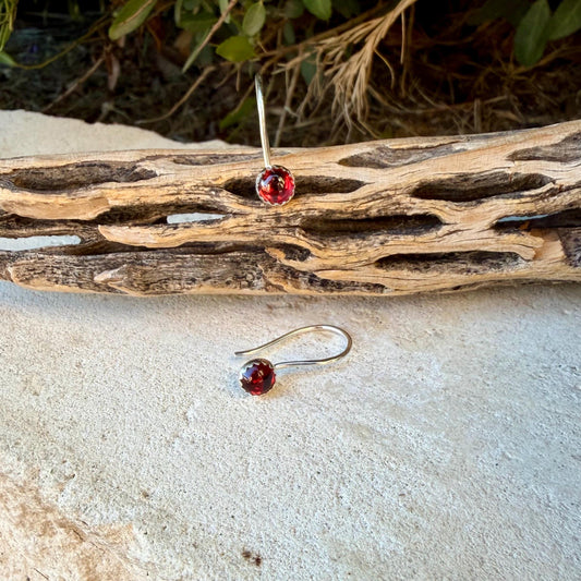 Garnet Dangle Earrings • Sterling Silver or Argentium • Seamless Ear Wires