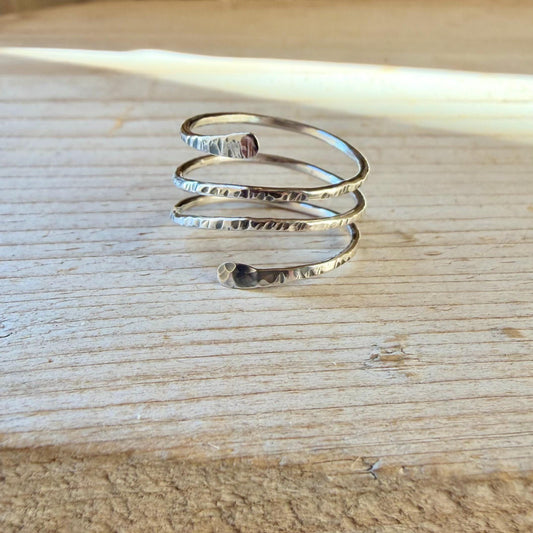 Sterling Silver Spiral Ring • Multi Coil Bypass Ring • Boho Chic Wrap Band