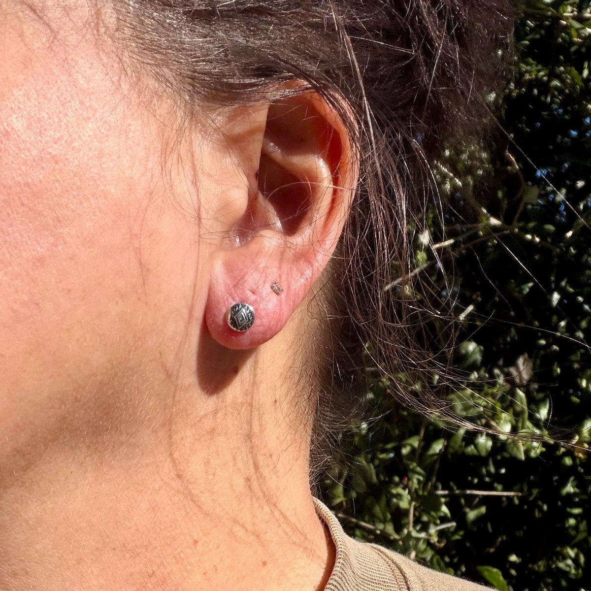 Southwestern Labret Stud | Sterling Silver Flat Back Earring | Single or Pair