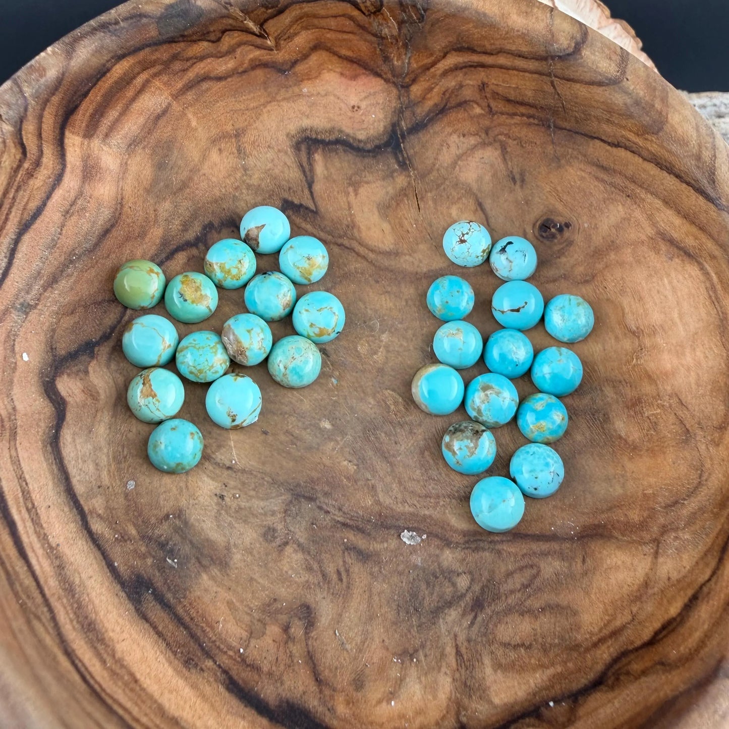 Kingman Turquoise Silver Stackable Rings - Argentium Leaf Band with Turquoise Cabochon