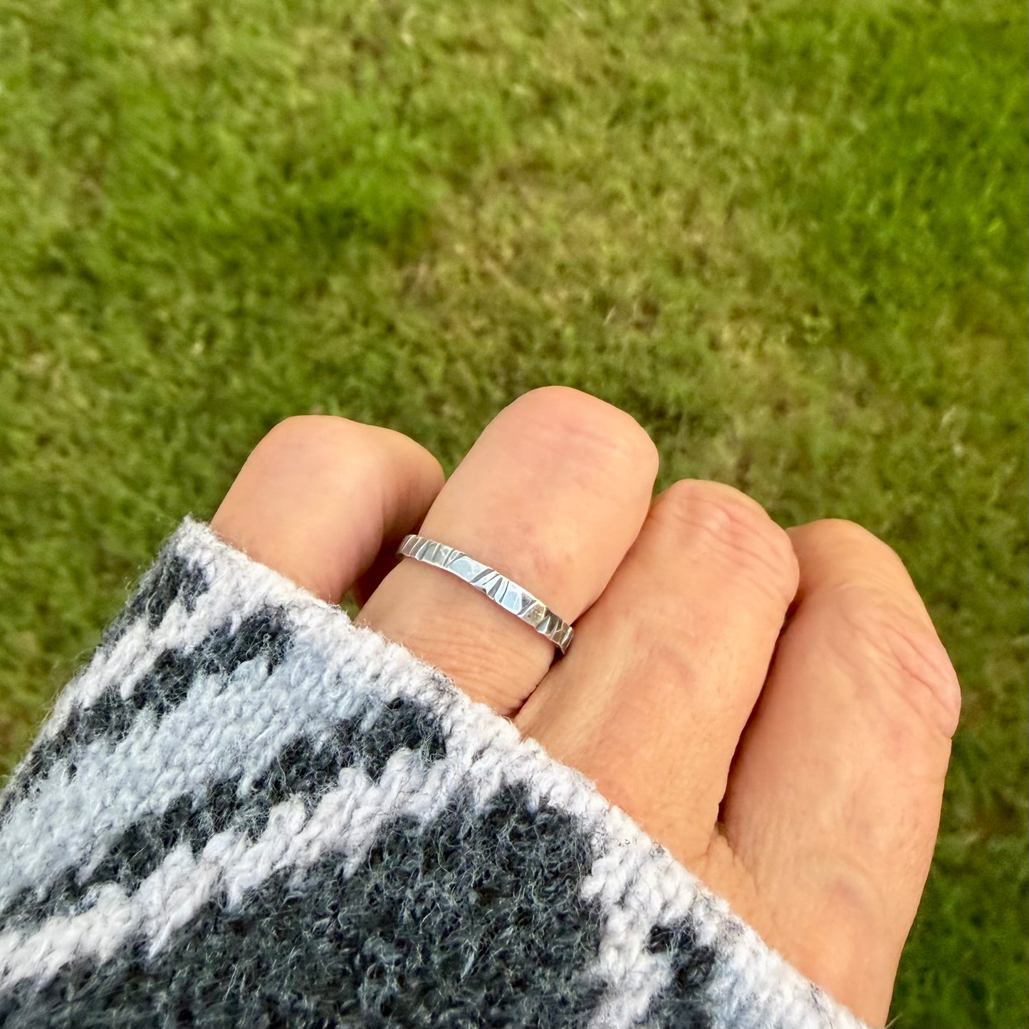 Hammered Sterling Silver Ring • Ripple Stacker Band • Hand‑Forged Minimalist Jewelry