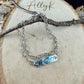Sterling Silver Turquoise Double Strand Bar Chain Bracelet • Minimal Western Style • Number 8 Turquoise
