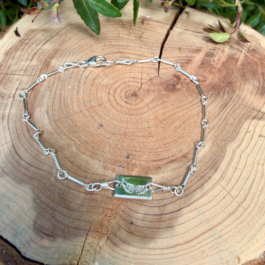 Dainty Sterling Silver Angel Wing Bracelet • Minimalist Jewelry