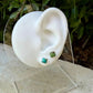 5mm Turquoise Stud Earrings Sterling Silver • Square Kingman Blue or Green Cab Posts