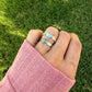 Kingman Turquoise Ring • Sterling Silver Band • 6mm Turquoise Cabochon