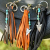 Leather Tassel Keychain • Kingman Turquoise & Arrowhead • Western Accent