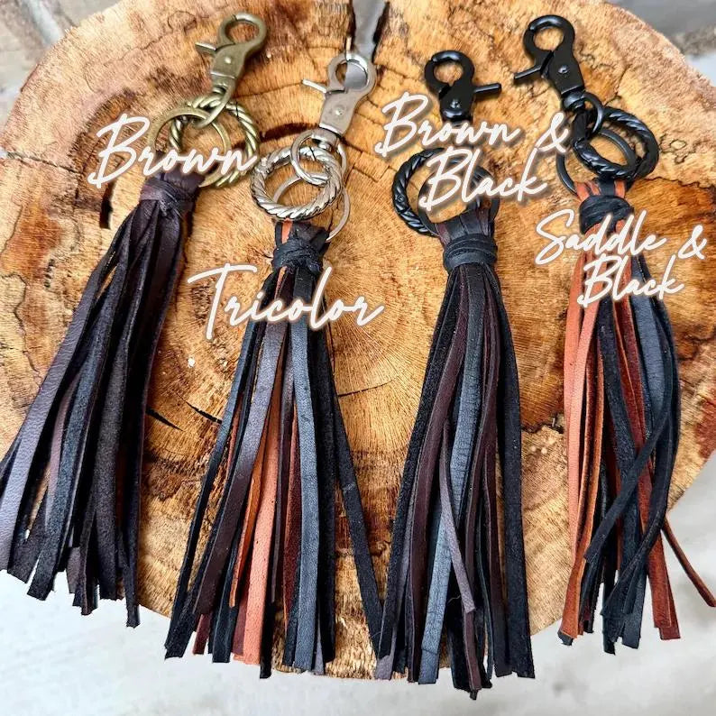 Leather Tassel Keychain • Kingman Turquoise & Arrowhead • Western Accent