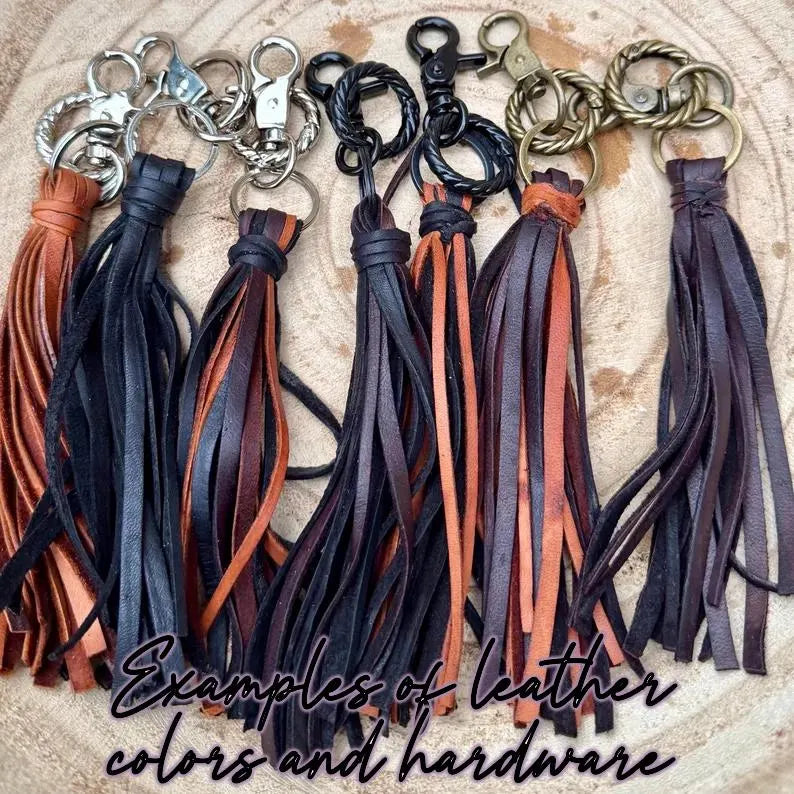 Leather Tassel Keychain • Kingman Turquoise & Arrowhead • Western Accent