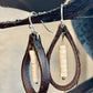 Leather earrings with white turquoise dangle / genuine leather earring wrap
