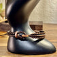 Leather bracelet with antique copper color cuff, dark brown or black leather option