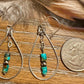 Turquoise and Navajo pearl dangle teardrop style, sterling silver heart chain earrings / turquoise earrings