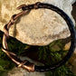 Braided leather bracelet with antique copper color wire wrap style cuff, brown or black leather option