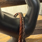 Braided leather bracelet with antique copper color wire wrap style cuff, brown or black leather option