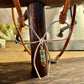 Sterling silver handmade bow on genuine deerskin single leather lace with turquoise dangle