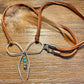 Sterling silver handmade bow on genuine deerskin single leather lace with turquoise dangle
