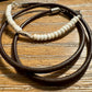 White turquoise leather wrap bracelet, genuine leather