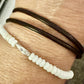 White turquoise leather wrap bracelet, genuine leather