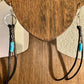 Leather earrings with heart chain and turquoise gemstone dangle / genuine leather earrings