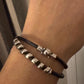 Leather bracelet with silver slider, magnet closure / wrap leather bracelet