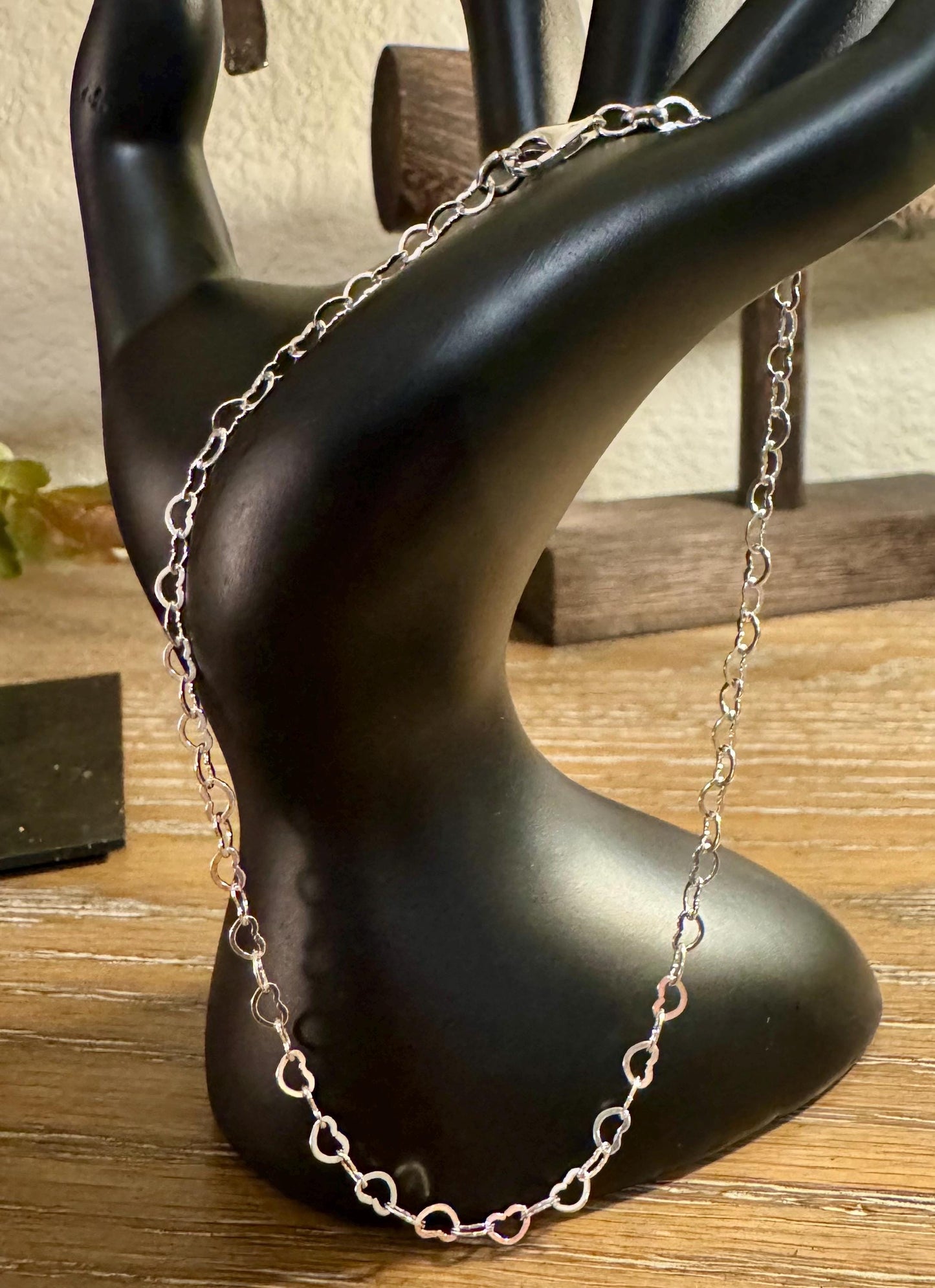 Heart chain sterling silver ankle bracelet / ankle bracelet