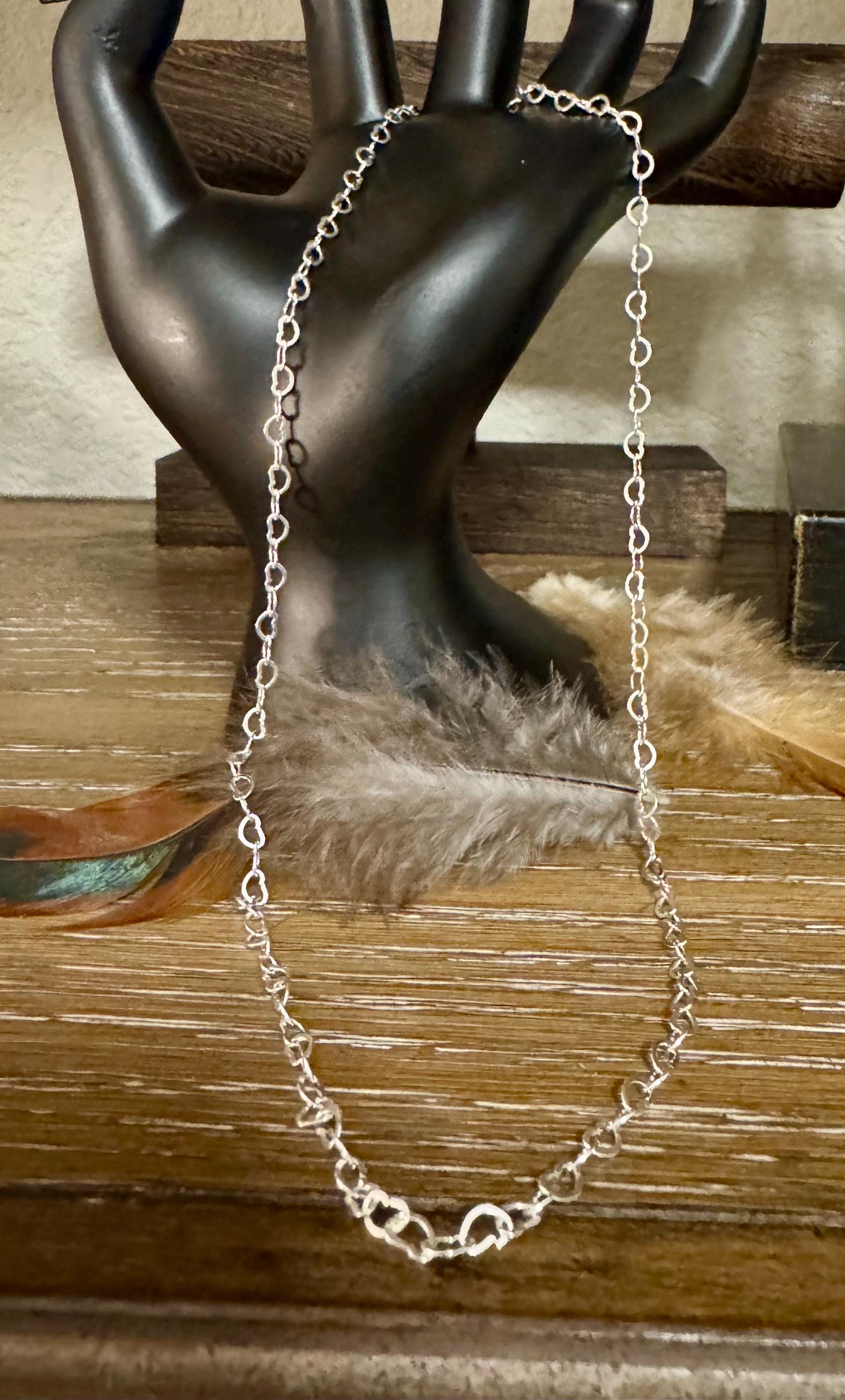 Sterling Silver Heart Chain Necklace / charm necklace