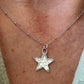 Sterling silver satellite chain necklace with delicate hammered star pendant / charm