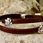 Camel leather wrap bracelet with lotus flower spacers and magnet closure