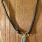 Dainty little silver handmade bow on genuine deerskin single leather lace with turquoise dangle