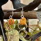 Suede leather earrings with sterling silver circle dangles / genuine leather earrings