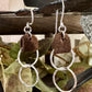 Suede leather earrings with sterling silver circle dangles / genuine leather earrings