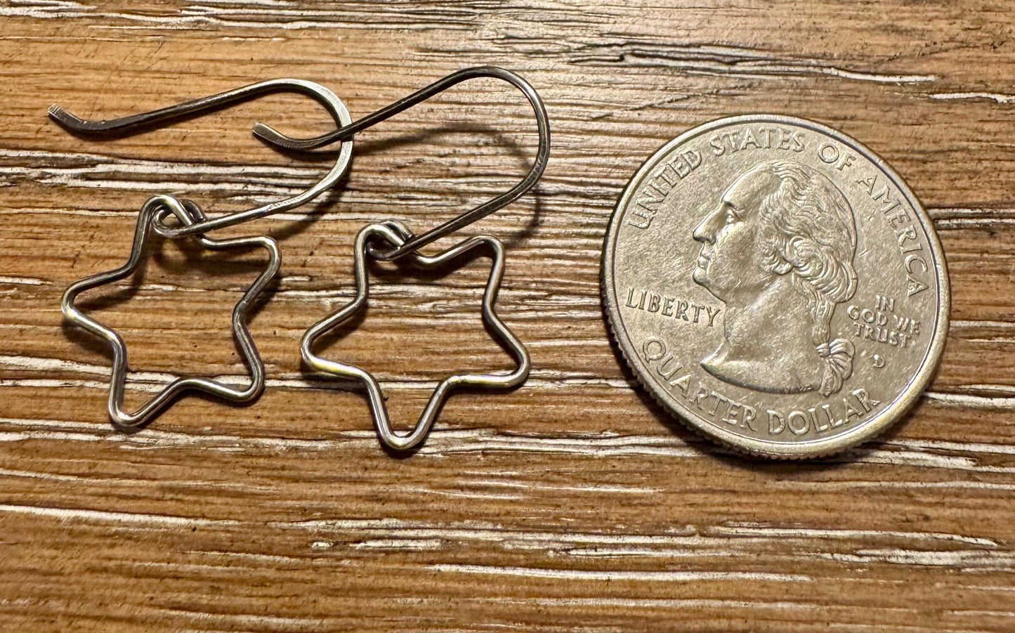 Sterling silver star charm dangle earrings