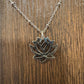 Sterling silver satellite chain necklace with delicate lotus flower pendant / charm