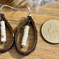 Leather earrings with white turquoise dangle / genuine leather earring wrap