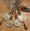 Indian head buffalo nickel keychain with Impression Jasper gemstone