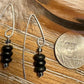 Black onyx and hematite V-shaped drop sterling silver earrings / black onyx earrings