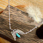 Delicate angel wings pendant / charm and turquoise dangle / accent necklace