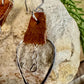 Leather earrings teardrop style with heart chain dangle earrings / genuine leather earrings