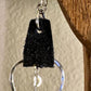 Leather earrings teardrop style with heart chain dangle earrings / genuine leather earrings