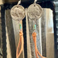 Indian head buffalo nickel earrings with deerskin leather and turquoise gemstone / leather earrings