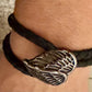 Leather bracelet wrap with angel wing clasp