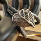 Leather bracelet wrap with angel wing clasp