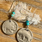 Indian head buffalo nickel earrings with turquoise gemstone / turquoise earrings